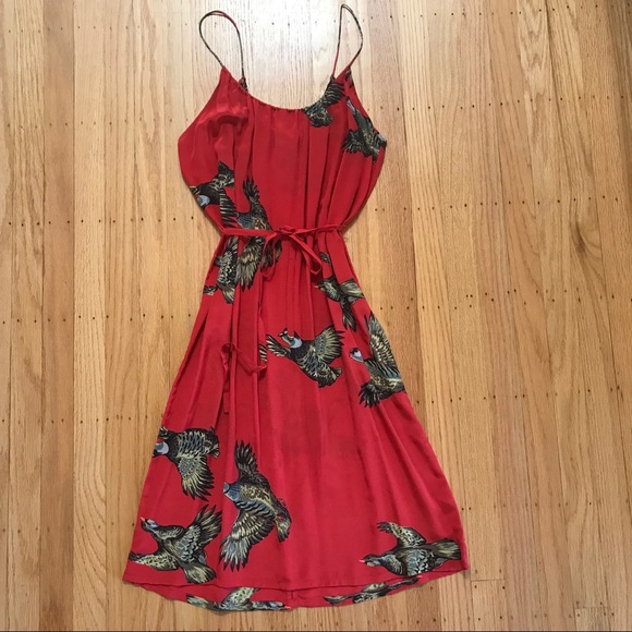 Tucker Dresses & Skirts - Red Tucker Cami Dress with Bird Print XS/P